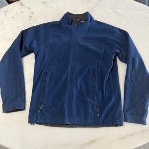 REI Men's M Blue Full Zip Fleece Jacket Stand-Up Collar Zipper Logo Outdoor